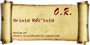 Oriold Rátold névjegykártya